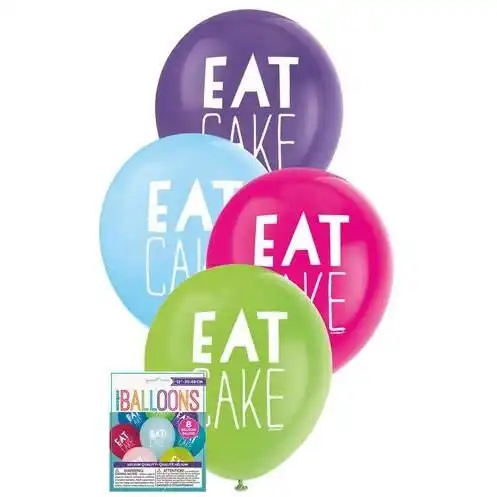 Eat Cake Balloons Assorted Colours