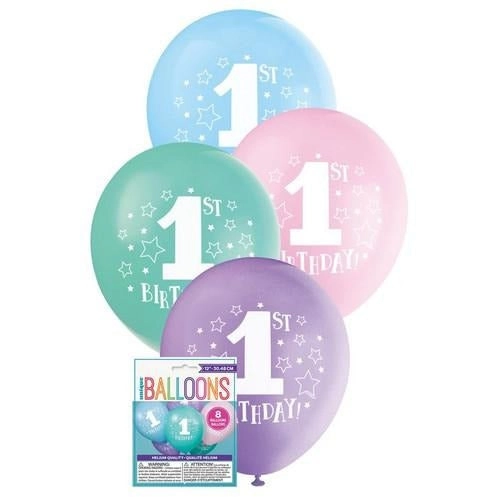 1st Birthday Stars - Assorted Balloons