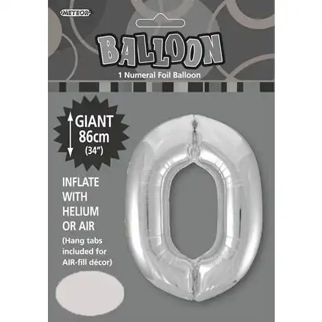 Silver 0 Numeral Foil Balloon