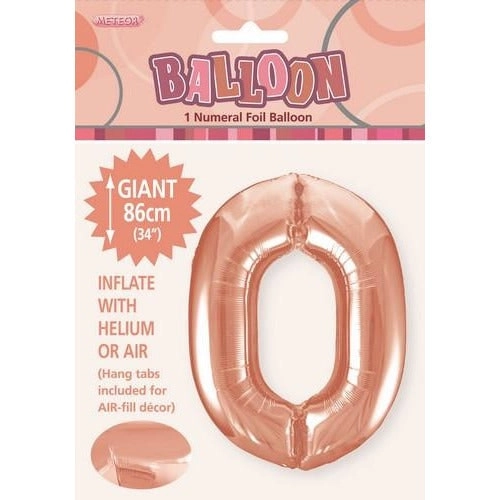 Rose Gold 0 Numeral Foil Balloon