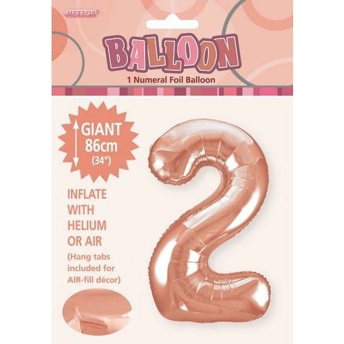 Rose Gold 2 Numeral Foil Balloon 86cm