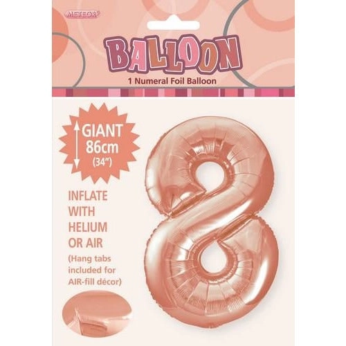 Rose Gold 8 Numeral Foil Balloon