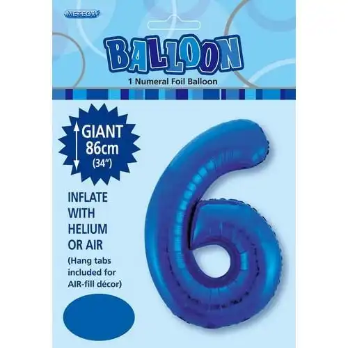 Foil Balloon - Royal Blue 6 Numeral