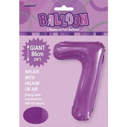 Pretty Purple 7 Numeral Foil Balloon 86cm