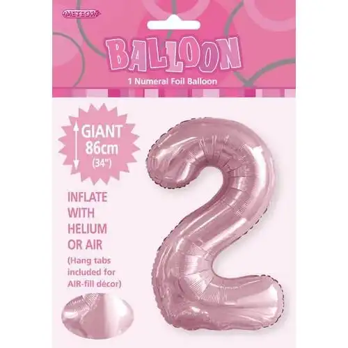 Lovely Pink 2 Numeral Foil Balloon 86cm