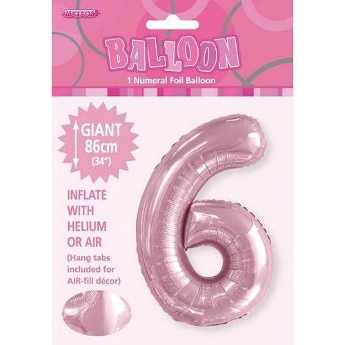 Lovely Pink 6 Numeral Foil Balloon 86cm