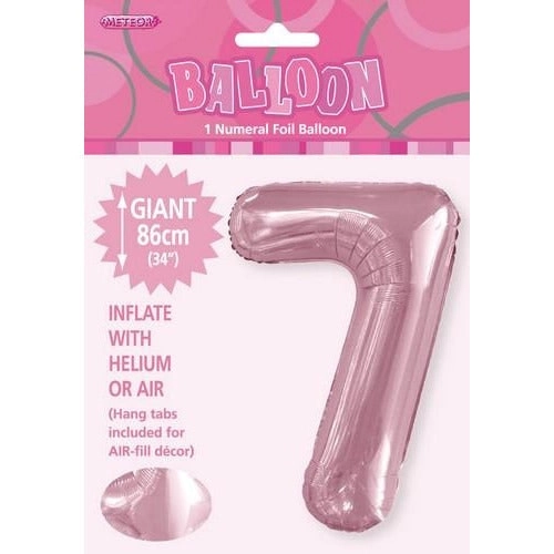 Lovely Pink 7 Numeral Foil Balloon 86cm