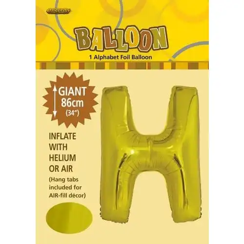 Gold H Alphabet Foil Balloon 86cm