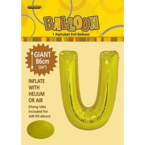 Gold U Alphabet Foil Balloon