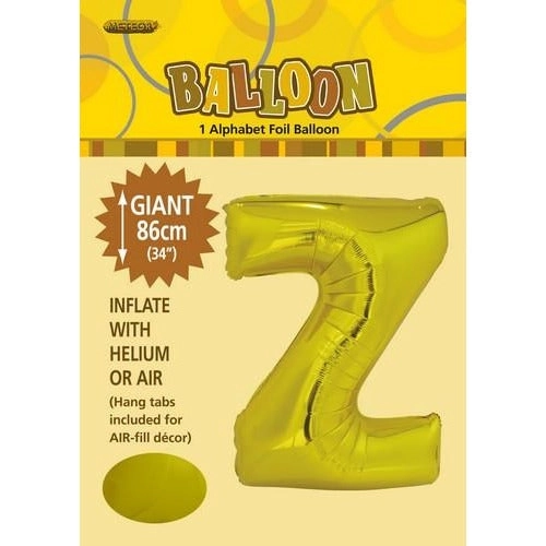 Gold Z Alphabet Foil Balloon 86cm