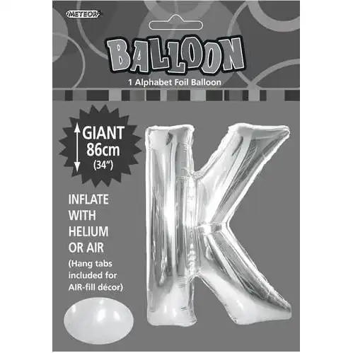 Silver K Alphabet Foil Balloon