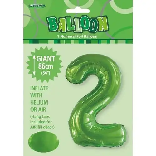 Foil Balloon - Lime Green 2 Numeral