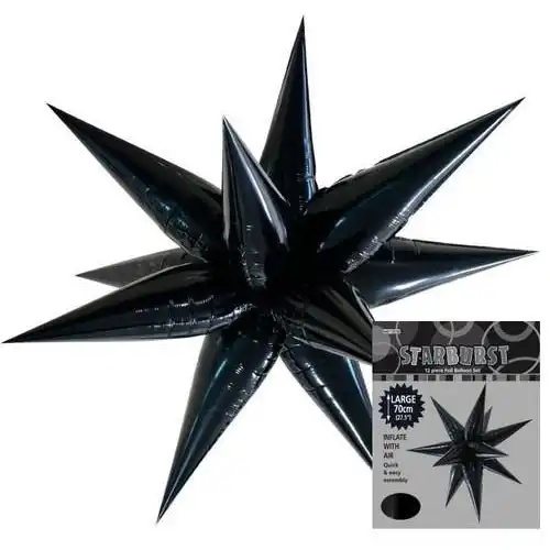 Glitz Starburst Black Foil Balloon