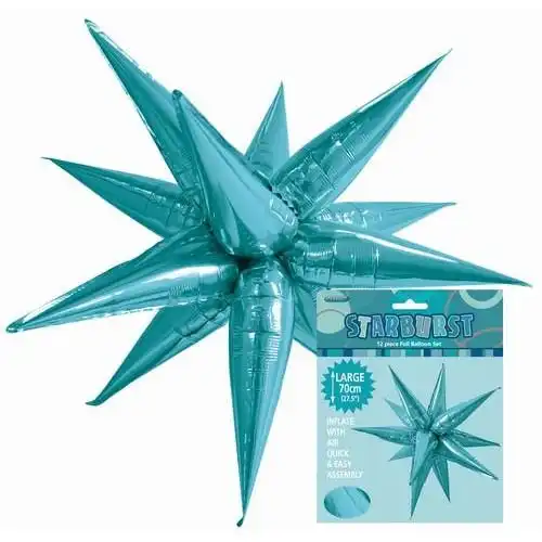 Glitz Starburst Caribbean Teal Foil Balloon