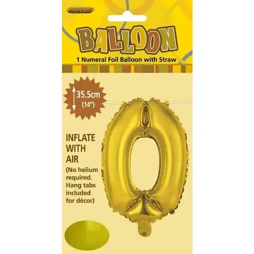 Number 0 Gold Foil Balloon