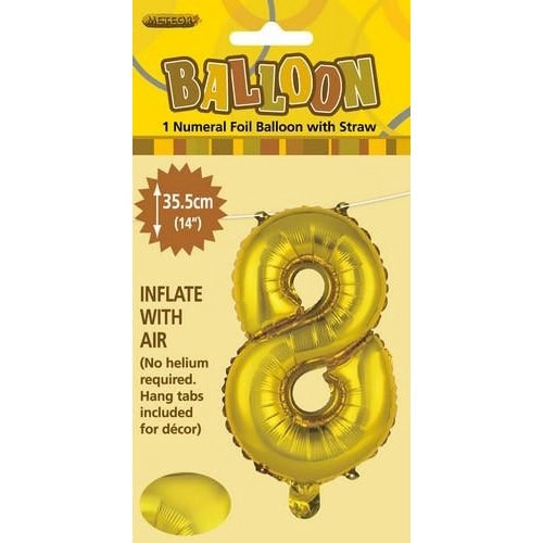 Gold 8 Numeral Foil Balloon