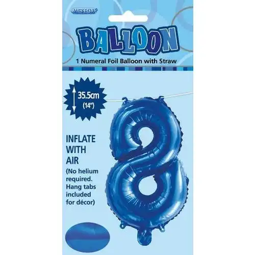 Royal Blue 8 Numeral Foil Balloon 35cm