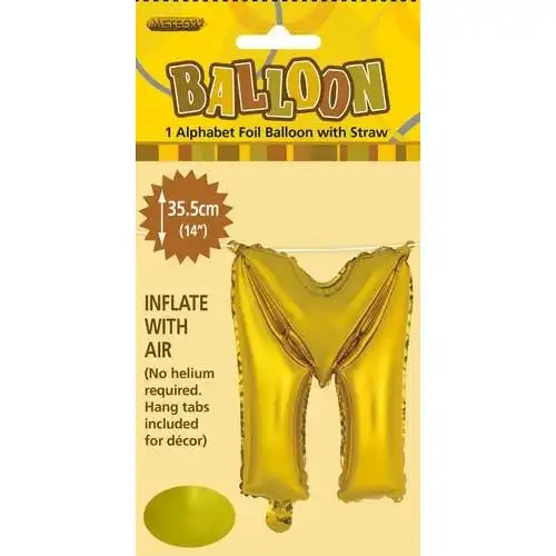 Gold M Alphabet Foil Balloon