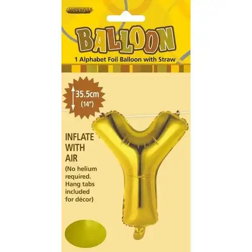 Gold Y Alphabet Foil Balloon