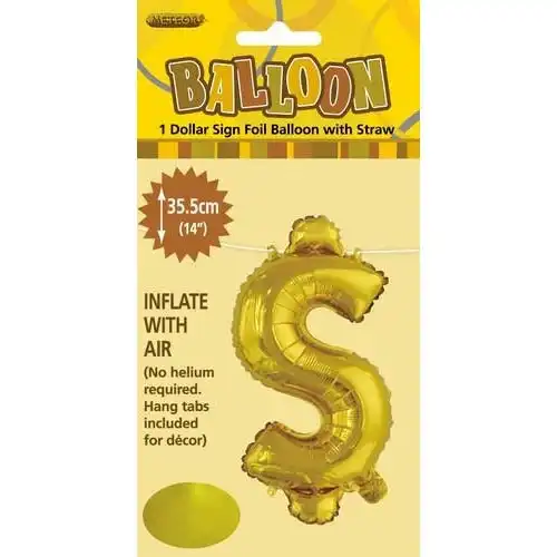 Gold $ Alphabet Foil Balloon