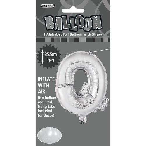 Silver Q Alphabet Foil Balloon 35cm