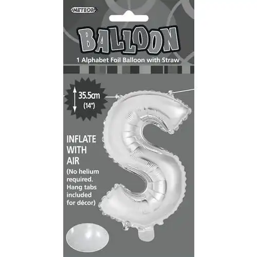 Silver S Alphabet Foil Balloon