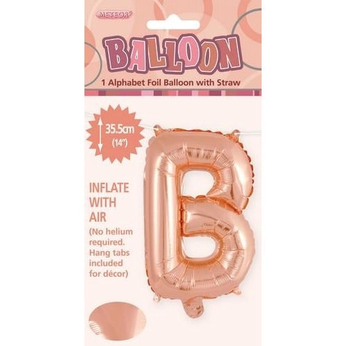 Rose Gold B Alphabet Foil Balloon 35cm