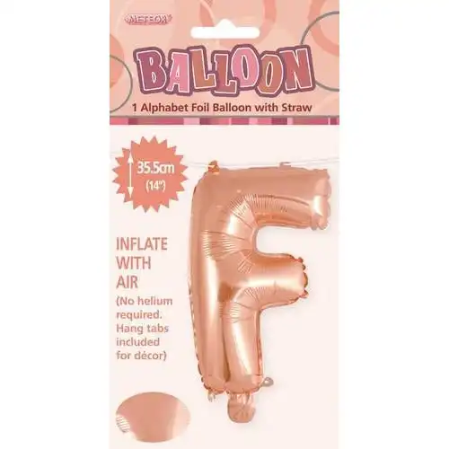 Rose Gold F Alphabet Foil Balloon 35cm