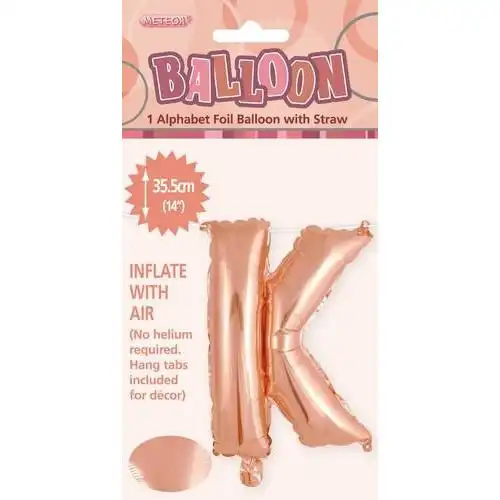 Rose Gold K Alphabet Foil Balloon 35cm