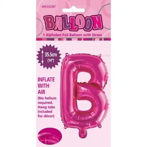 Hot Pink B Alphabet Foil Balloon 35cm