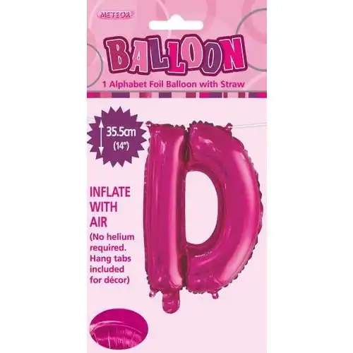 Hot Pink D Alphabet Foil Balloon 35cm