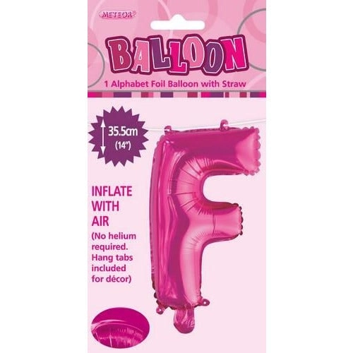 Hot Pink F Alphabet Foil Balloon 35cm