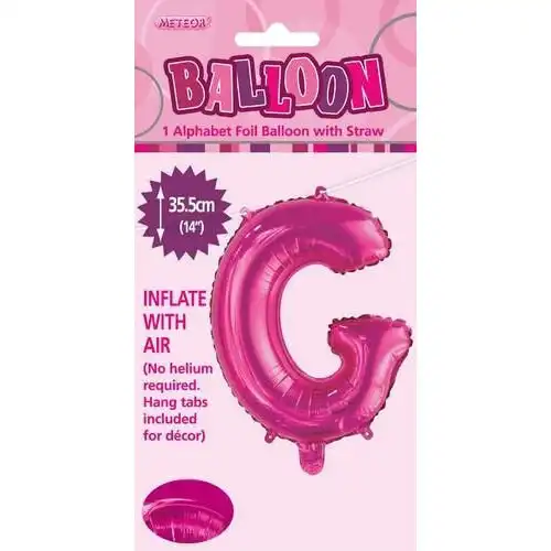 Hot Pink G Alphabet Foil Balloon 35cm