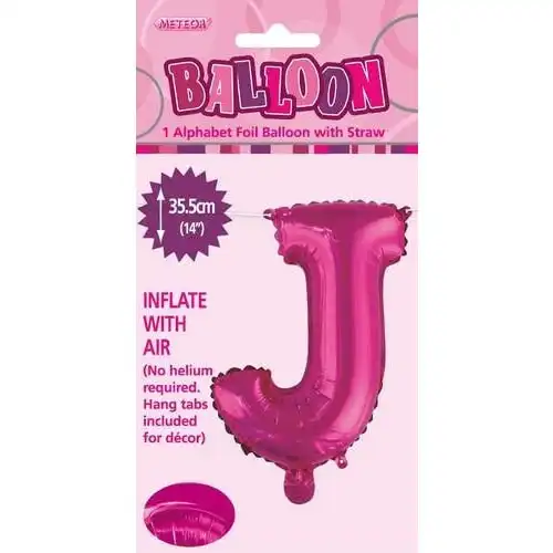 Hot Pink J Alphabet Foil Balloon 35cm