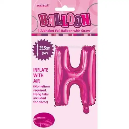 Hot Pink H Alphabet Foil Balloon 35cm