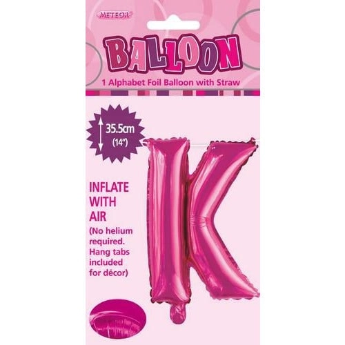 Hot Pink K Alphabet Foil Balloon 35cm