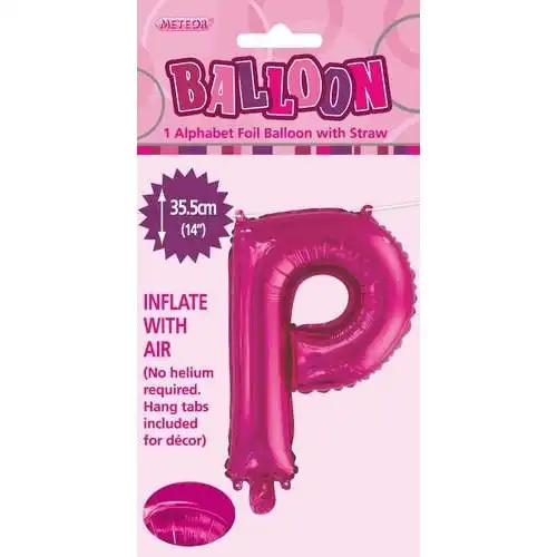 Hot Pink P Alphabet Foil Balloon 35cm