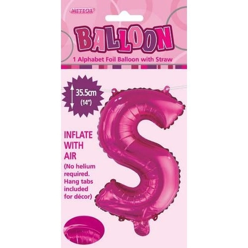 Hot Pink S Alphabet Foil Balloon 35cm