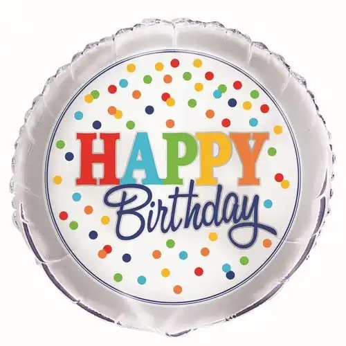 Rainbow Polka Dot Happy Birthday Foil Balloon