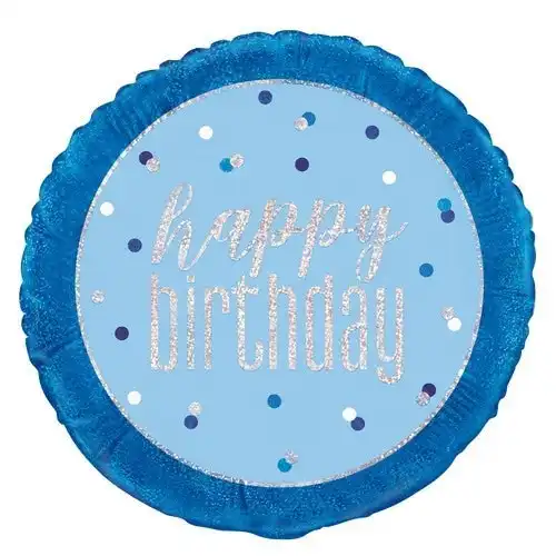 Blue Happy Birthday - Foil Prismatic Balloon