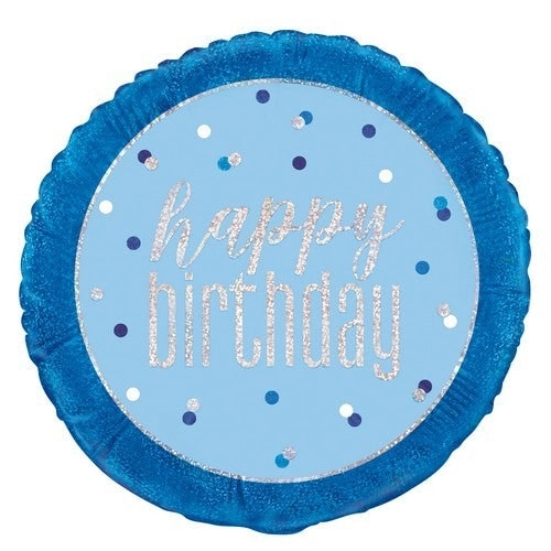 Blue Happy Birthday - Foil Prismatic Balloon