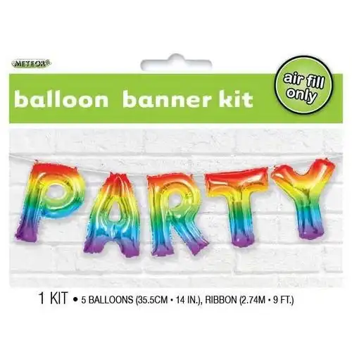 Party Letters Foil Balloon Banner Kit - Rainbow