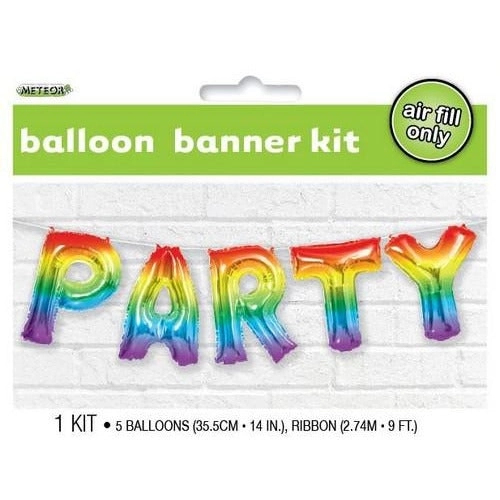 Party Letters Foil Balloon Banner Kit - Rainbow