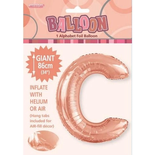 Rose Gold C Alphabet Foil Balloon 86cm