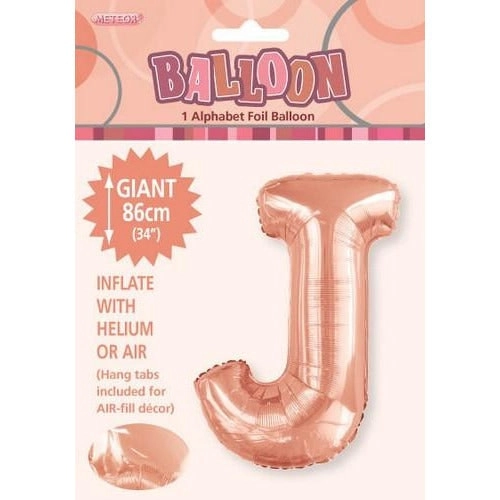 Rose Gold J Alphabet Foil Balloon 86cm