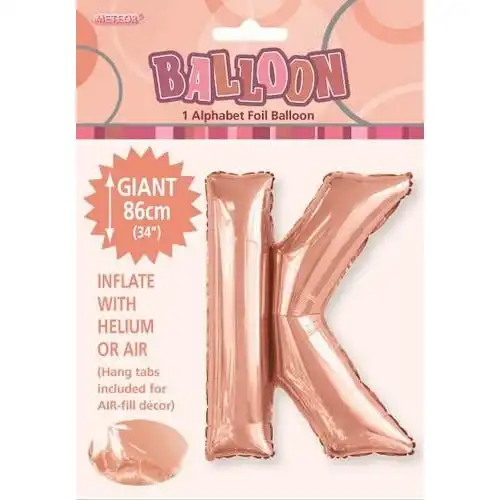 Rose Gold K Alphabet Foil Balloon 86cm