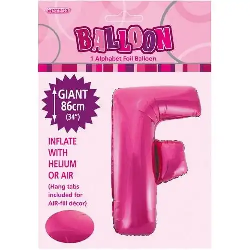 Hot Pink F Alphabet Foil Balloon 86cm