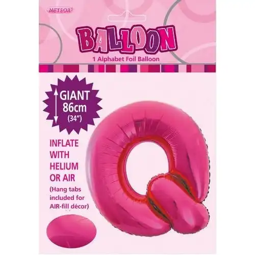 Hot Pink Q Alphabet Foil Balloon 86cm