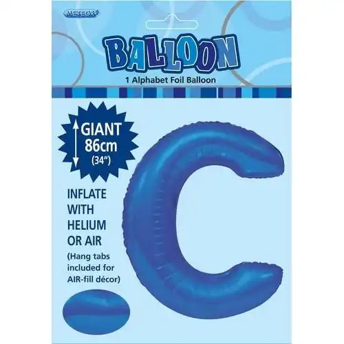 Royal Blue C Alphabet Foil Balloon 86cm