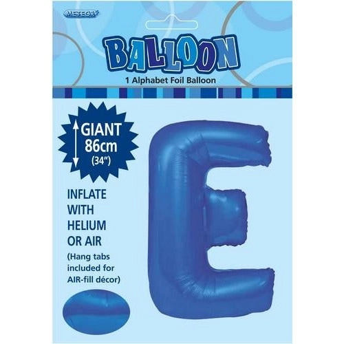 Royal Blue E Alphabet Foil Balloon 86cm